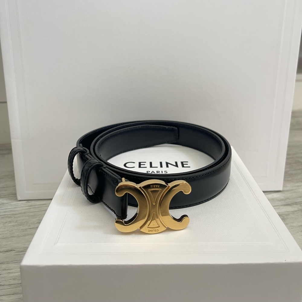 Celine MEDIUM 25MM TRIOMPHE BELT IN TAURILLON LEATHER - Picture 10 of 14